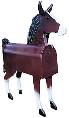 ICOSAR Briefkasten Einzigartiger Huhn Kuh Pferd Briefkasten Metall Wandmontage Briefkasten Wetterfest Bauernhof Tier Briefkästen Außenbereich Gartendekoration Handwerk (Farbe: Pferd, Größe: 1)