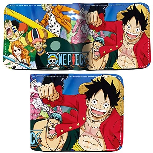 OneePiece Wallet, OneePiece Thin Coin Purses Leather Wallets Cartoon Coin Purse Cool Card Holder Kids Anime Wallets Bifold Short Wallet for Children Teenager Boys Girls Birthday Gift