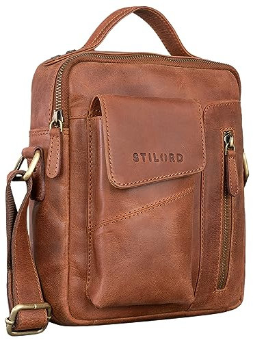 STILORD 'Otis' Stilvolle Umhängetasche Herren aus echtem Leder Klein - Schultertasche Ledertasche für Männer zum Umhängen mit Henkel, Farbe:andorra - braun
