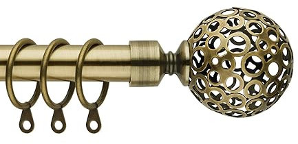 Curtain Poles Extendable Curtain Pole 70 cm to 210 cm Brass Gold Ball Finials 28 to 84 Adjustable Curtain Track Includes Rods,Finials,Brackets,Rings & Fitting sets