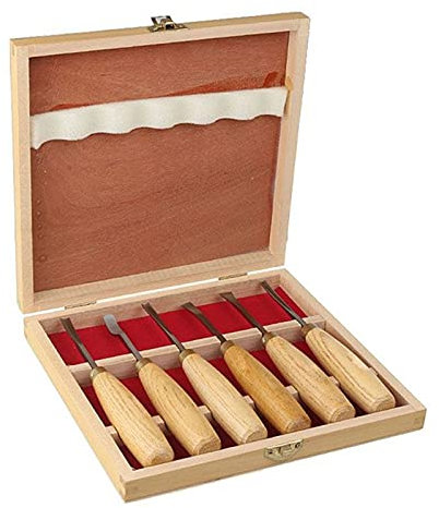 Samnuerly 6Pcs Sculptural Set, Spoon V-Parting Fishtail Gouge Wood Carving Woodwork Hand for Carving Wood Gouge Chisel