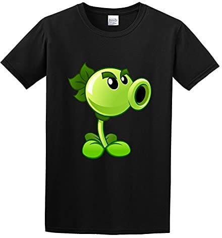 fude Men's Age 7 16 Plants Vs. Zombies Peashooter Simplicity Short Sleeve T-Shirt Black S