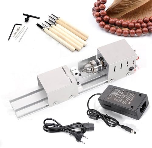 Tornio in metallo a 7 livelli, mini tornio tornio da tavolo fai da te, tornio per la lavorazione del legno, per lucidatura, lucidatrice in legno, mini tornio Lathe Buddha Bead, 4000 – 9000 U/Mi