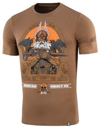 M-Tac Herren T-Shirt Odin – Baumwolle & Elastan, Wikinger-Motiv „Valhalla Calling“, Taktisches Military-Shirt, Coyote Brown, XXL