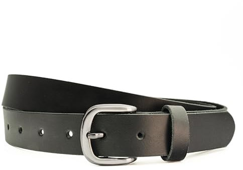 Ab-BELT & BAG 3cm Damen Gürtel aus Leder, Jeans Ledergürtel SDS-02 (Schwarz, 105cm Gesamtlänge 120cm)