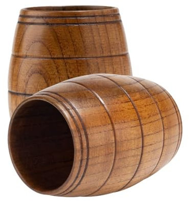 LIGUSTRUM 2 Pièces en Forme de Tonneau Chope à Bière Tasses à Thé Faites à la Main pour Café, Chaudes, Lait, Vin, 210 ML