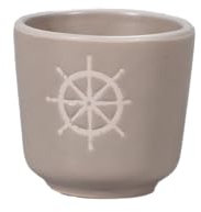 Seaside No.64 - maritimes Steingut-Geschirr in beige - Mix & Match Serie aus Keramik - nautische Motive zum Kombinieren - Küchenzubehör, Geschenkartikel (Eierbecher, Steuerrad)