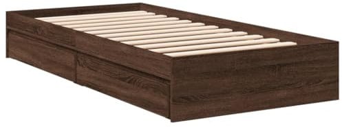 vidaXL Bettgestell, Bett mit Schubladen für Schlafzimmer, Bettrahmen mit Lattenrost, Schlafzimmerbett Einzelbett, Braun Eichen-Optik 100x200cm Holzwerkstoff