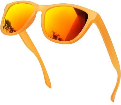 KANASTAL Orange Sunglasses Mens Polarised Womens Square Tinted Mirror Vintage Ladies Summer Fashionable UV400 Protection - Orange Frame