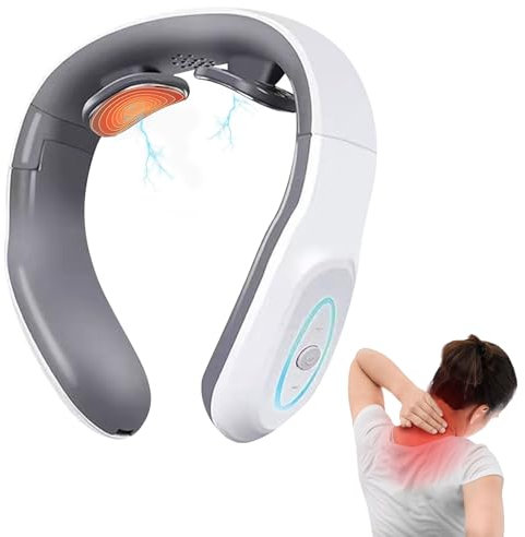 Nackenmassagegerät, Nackenmassagegerät mit Wärme, Elektrische Nackenmassagegeräte, Tragbares Massagegerät mit Modi für Zuhause, Büro, Reise Damen und Herren als Geschenk (Weiß:1)