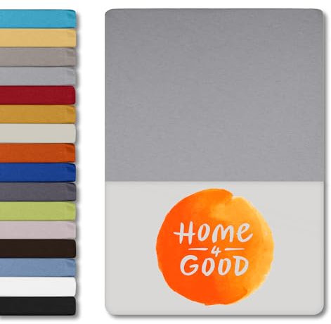 home4good Spannbettlaken 100x200cm – Jersey-Spannbetttuch aus 100 % Baumwolle – Oeko-TEX 100 Zertifiziert – bügelfrei, elastisch & atmungsaktiv – für 15–25 cm Matratzenhöhe - Silber