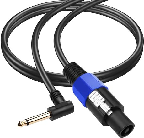 SinLoon Speakon to 1/4 Speaker Cable 22AWG Speakon Male to 90 Degree 6.35mm TS Male Audio Cord 1.6FT Twist Lock Speakon to 1/4 Mono Audio Cable for Speaker Guitar Amplifier (0.5m/6.35mm Male)
