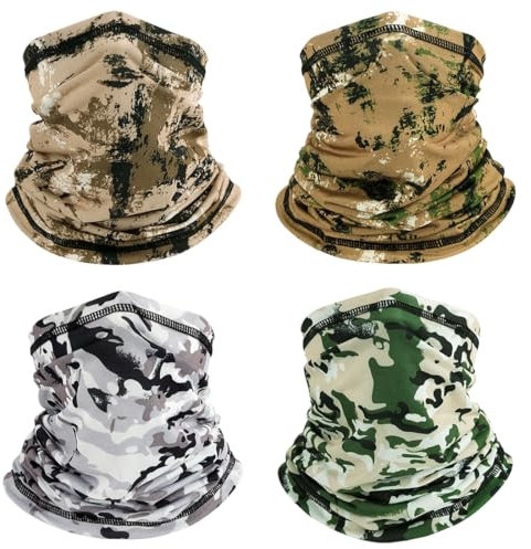 Neck Gaiter Atmungsaktive,4 Stück Nahtlose Bandanas Multifunktionstuch Schal,Balaclava Gesichtsmaske Kopfbedeckung für Yoga Laufen Wandern Radfahren Motorradfahren
