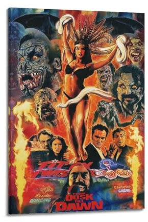 KUYHADSCE Filmposter From Dusk Till Dawn, Wandposter für Wohnung oder Zuhause, Schlafzimmer, Wohnzimmer, Badezimmer, Büro, Weinbar, Kunst, dekoratives Gemälde, 20 x 30 cm, Rahmenstil