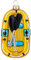 Christbaumschmuck Glas 10cm - Schlauchboot Figur zum Aufhängen - handbemalt - Weihnachtsbaum Anhänger für Weihnachten - Christbaumanhänger & Weihnachtsbaumschmuck - Paddelboot Gelb