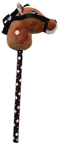 Steckenpferd mit Soundeffekten, lustige Wieher- und Galoppgeräusche, Steckenpferd, Reitspielzeug, Steckenpferd auf einem für Kinder, Dark Brown B