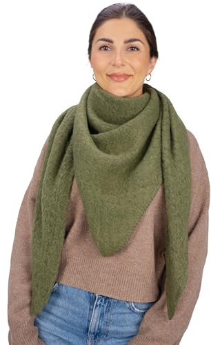 Seasons of April Kuschelig weicher Damen Schal in dreieck Form uni Farben - Britta (Khaki)