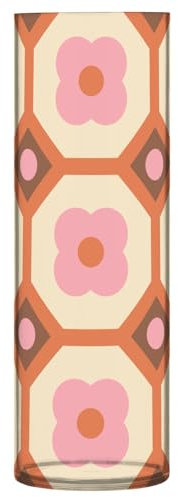 Blumenvase 70er Jahre Retro Muster Orange Braun Kunststoff Vase für Hochzeit Tisch Dekorative Große Blumenvase Wohnzimmer Schlafzimmer Party Dekor