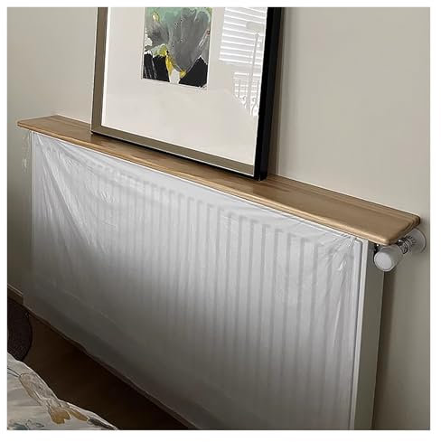 Radiator Shelf 50 60 70 80 90 100 120 140cm Wooden, Rectangle Plant Shelf Indoor Over Radiator with Fittings, Living Room/Bedroom/Office/Kitchen Storage Dividers(135x16x2.2cm)