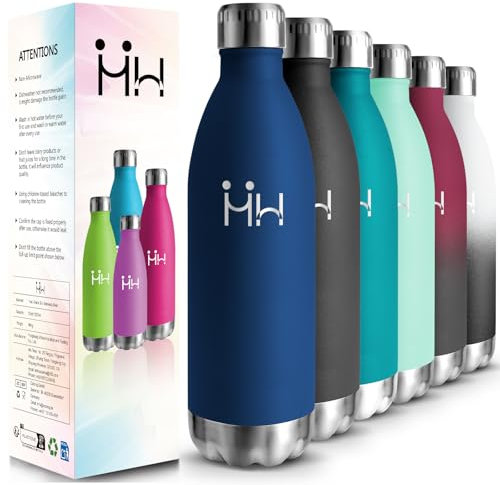 HoneyHolly Gourde Isotherme - 1000ML - Gourde Inox isolé à Double Mur, Gourde Sport sans BPA, Bouteille Isotherme Étanche, Processus de revêtement en Poudre - Pour Boissons Chaudes Et Froides