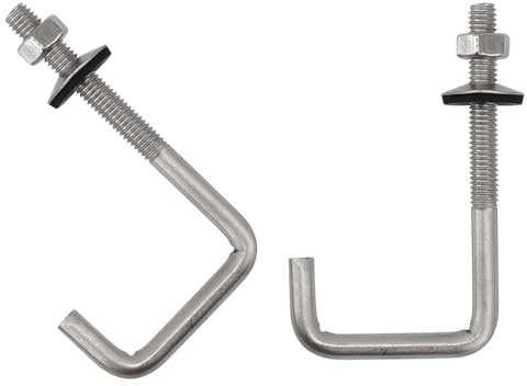 10Pack M6x50x120mm 304 Stainless Steel Roofing Hook Bolt Tile Hook Bolt with Waser and Nut for Roof Tile Fixed, Fastening Hook Bolts