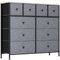 Clevich Kommode mit Schubladen, mit 10 Stoffschubladen, Holzplatte, Metallgestell, Geeignet für Schlafzimmer, Wohnzimmer, Kinderzimmer, Büro, Flur, Diele (Dunkelgrau, 1 Stück)