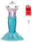BSBUY Meerjungfrau Kostüm Mädchen Fliegende Ärmel Arielle Prinzessinnenkleid Meerjungfrau Dressup Kinder Lila Prinzessin Kleid mit Roter Perücke Krone Spazierstock Karneval Party Halloween Cosplay 110