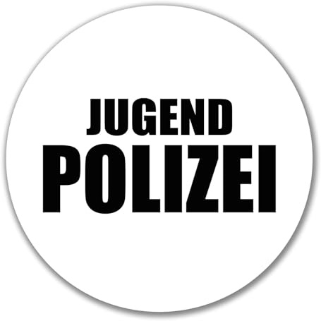 Huuraa Aufkleber Jugend Polizei Schriftzug Geschenk | Dekoaufkleber 10cm rund Sticker Geschenkidee Dekoausticker