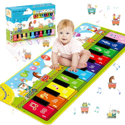 KIMIGO Baby Spielzeug ab 1 Jahr Musikmatte,Klaviermatte mit 7 Tiere und 10 Melodien,Tanzmatte Kinder,Geschenk 1 Jahr Junge Mädchen,Mitgebsel Kindergeburtstag Geschenke,Adventskalender Füllung Kinder