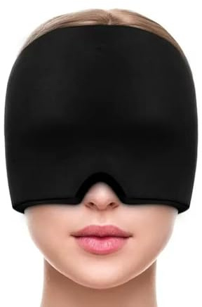 GAJUS Gel Kühlmütze für Migräne & Kopfschmerzen - Dehnbare Cold Therapy Cap mit Kühlgel, Schlafmaske zur Stressreduktion & Linderung geschwollener Augen (Schwarz)
