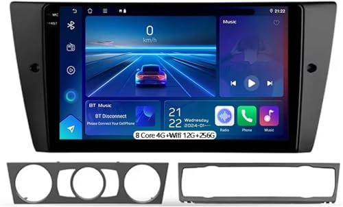 Dispositivo de navegación para automóviles Radio estéreo para Coche Android 15 para BMW Serie 3 E90 E91 E92 E93 2005-2013 con Bluetooth y navegación GPS(8 Core 4g+WiFi 12g+256g)