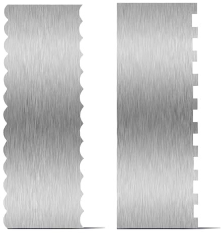 2 Pcs Cake Scraper 9 Inch Cake Smoother Stainless Steel Metal Cakes Scraper Double Sided with Designs for Kitchen Baking Cakes Decorating Tools Buttercream Icing Smoother