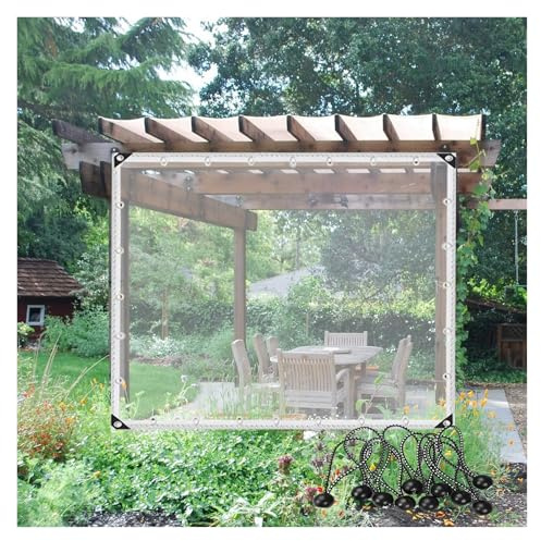 Strapazierfähige transparente Abdeckplane mit Ösen - Reißfeste Bodenplane Pavillon Abdeckung für Camping Garten Outdoor (4x4m)