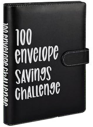 Innovaland Budgetplaner-Ordner mit Sparkarten-Organizer – 100-Umschläge-Challenge-Ringbuchplaner – Bargeld-Organizer für Schüler, Familien und Finanzziele – Schwarz