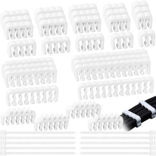 HAAMNING7 32 Pcs PC Cable Comb PSU Cable Bridged Combs Kit PC/Modular Wire Management with 12+4P 16P 24P 8P 6P 4P for Computer Harnessing Manage Wire(White)
