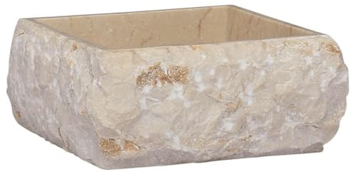 mtlskopl Lavabo en marbre crème - 30 x 30 x 13 cm - Lavabo à poser en pierre naturelle pour salle de bain et WC d'invités - Vasque à main pour plateaux de lavabo