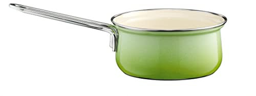 Riess, 0680-036, Stielkasserolle ohne Glasdeckel, NOUVELLE- SMARAGD, Durchmesser 16 cm, Höhe 8 cm, Inhalt 1 Liter, Emaille, grün, Induktion