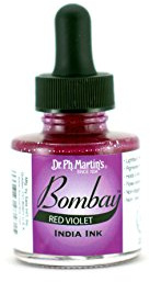 Bombay India Ink, 1.0 oz, Red Violet (18BY) - Highly Pigmented, Lightfast, Permanent, Waterproof - for Brush, Drawing Pen or Airbrushes