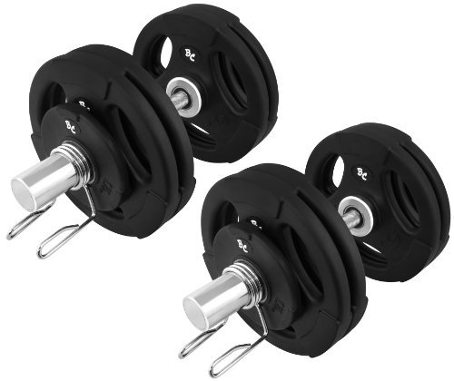 Oly. Gummi-Gripper Kurzhantel-Set 55Kg (2 x Oly. Kurzhantelstange 51cm, 4x1,25 und 8x5Kg Hantelscheiben) Hantelset Hanteln