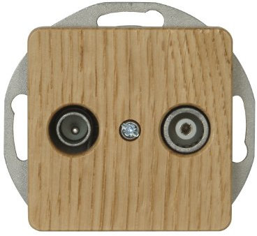 Kopp 917030088 Milano Eiche-Natur Antennensteckdose mit Zwei Ausgängen, TV/RF, Einzel- und Durchgangsdose
