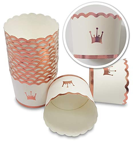 Frau WUNDERVoll® 25 Muffin BACKFORMEN Krone Rosegold Durchmesser 6,1 cm/Muffinbackform, Muffinform, Backformen, Backförmchen, Cupcake Formen, Muffin Förmchen Papier