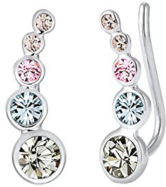 Elli Earcuffs Silber 925 Ohrmanschetten Damen Ohrringe für Frauen Ohrklemmen mit Steinen 0.015ct 0.06ct 0.1ct 0.24ct Länge 17.5mm 0306142117