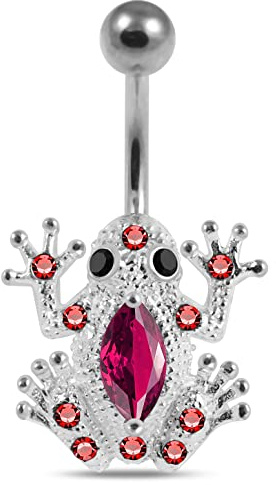 Fancy Frog Kristall Stein Form Sterling Silber Bauch Bars Piercing