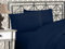 Elegant Comfort Lussuoso set di lenzuola 1500 in microfibra di qualità alberghiera, tre linee, ricamate, morbide, 4 pezzi, resistente alle pieghe e allo sbiadimento, completo, blu navy