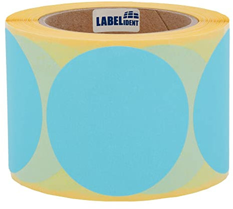 Markierungspunkte blau - Ø 75 mm - 500 bunte Klebepunkte auf 1 Rolle(n), 40 mm Kern, Papier, Inventuretiketten selbstklebend