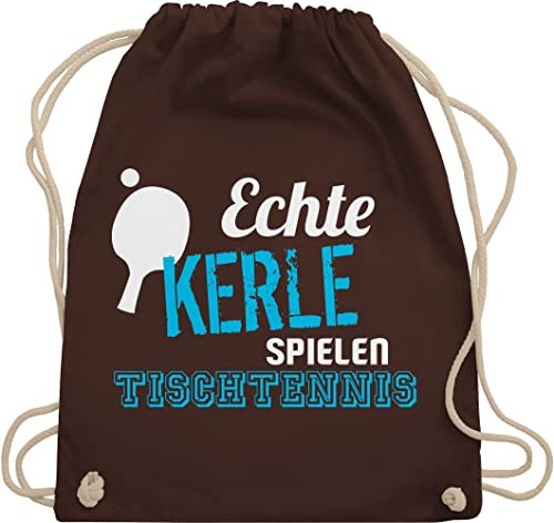 Shirtracer Turnbeutel Rucksack - Echte Kerle spielen Tischtennis - Unisize - Braun - beutel sportbeutel groß gym bags juterucksack mit kordel baumwolle baumwoll kinder stoff stoffbeutel als
