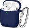 Maledan Kompatibel mit AirPods Hülle AirPods Case Apple Airpods 2 & 1, Voller Schutz Silikon Schutzhülle (Front LED Sichtbar) mit karabiner,Navy Blau