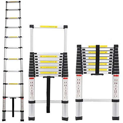 3,2m Aluminium Mehrzweckleiter Teleskopleiter Ausziehbar Leiter Klappleiter Anti-Rutsch Stufen Multifunktionsleiter Trittleiter 150KG Belastbarkeit
