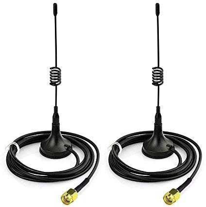 DollaTek 2Pcs Omni de Ganancia de Unidad de 433 MHz, Antena de 5.5 Pulgadas con Base magnética e impedancia de Conector SMA Macho de 50 ohmios - 5DBI