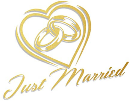 Decus Wedding Just Married Hochzeit Ringe XL 0292 (Gold metallic) // Sticker OEM JDM Style Aufkleber